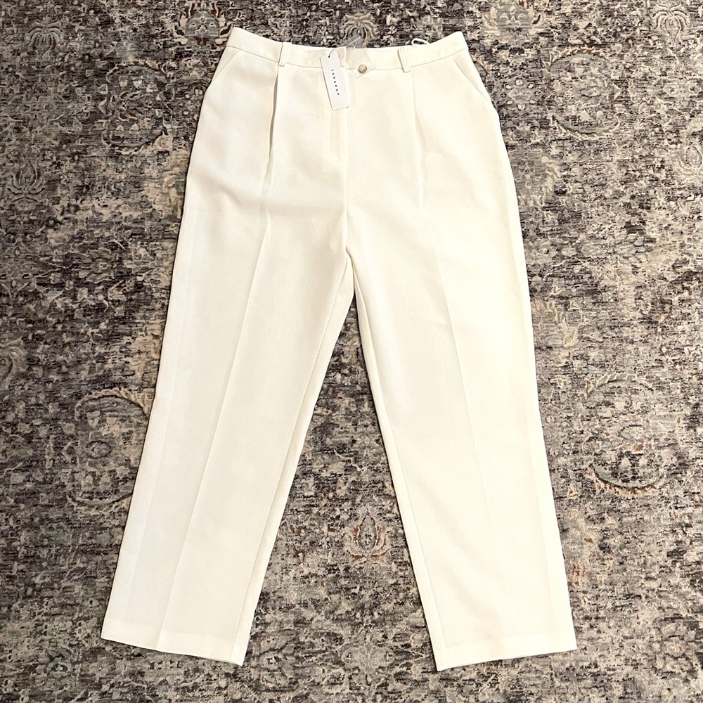 Topshop White Pleated Trouser Pants